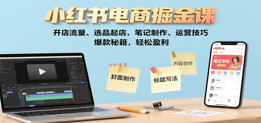 小红书电商掘金课：开店流量、选品起店、笔记制作、运营技巧，爆款秘籍，轻松盈利