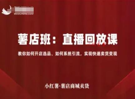 小红薯薯店商城卖货直播回放课，教你如何开店选品、如何系统引流，实现快速卖货变现