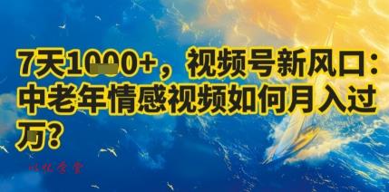 7天收益1k+，视频号新风口：中老年情感视频如何月入过W?
