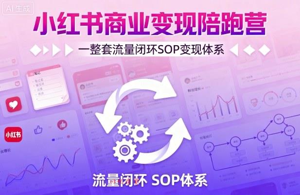 小红书商业变现陪跑营，轻IP矩阵 私域获客 聚光投流，一整套流量闭环SOP变现体系