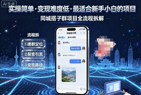 实操简单,变现难度低,最适合新手小白做的项目,每天轻松收入3张,同城搭子群项目全流程拆解