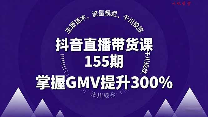 （16074期）抖音直播带货课155期，主播话术、流量模型、千川投放，掌握GMV提升300%