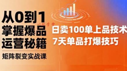 抖音小店爆品打造与矩阵裂变实战课，从0到1掌握爆品运营秘籍