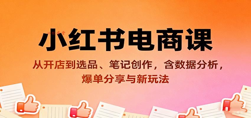 小红书电商课：从开店到选品、笔记创作，含数据分析，爆单分享与新玩法