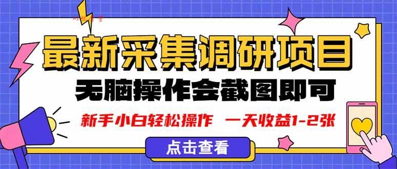 （16155期）新版采集调研项目，截图上传即可，无脑操作，日收益1-2张