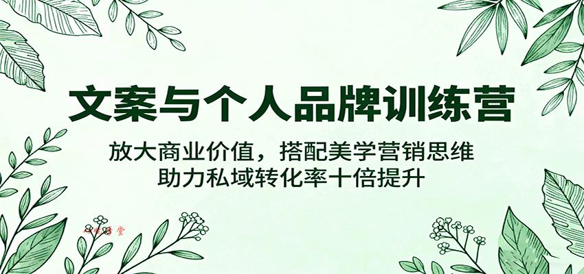 文案与个人品牌训练营，放大商业价值，搭配美学营销思维，助力私域转化率十倍提升
