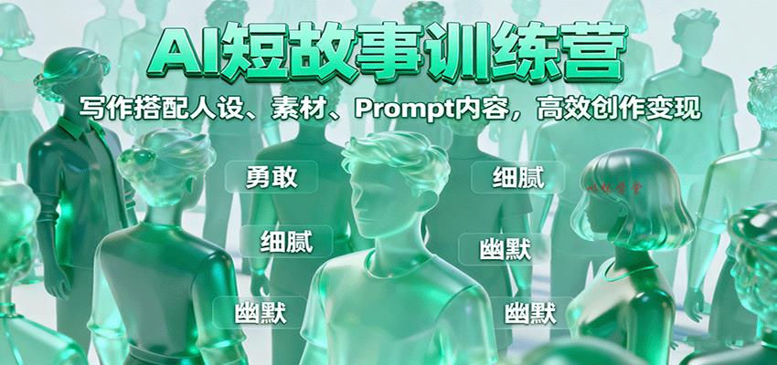 AI短故事训练营：写作搭配人设、素材、Prompt内容，高效创作变现