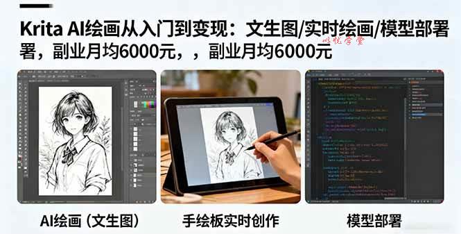 （16222期）Krita AI绘画从入门到变现：文生图/实时绘画/模型部署，副业月均6000元