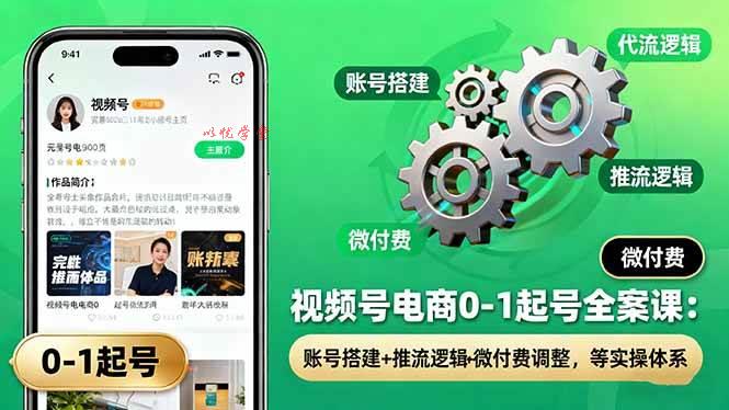 （16262期）视频号电商0-1起号全案课：账号搭建+推流逻辑+微付费调整，等实操体系
