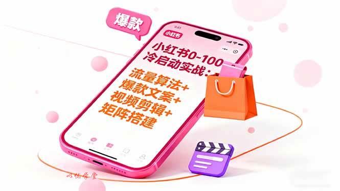 （16298期）小红书0-100冷启动实战：流量算法+爆款选品+爆款文案+视频剪辑+矩阵搭建