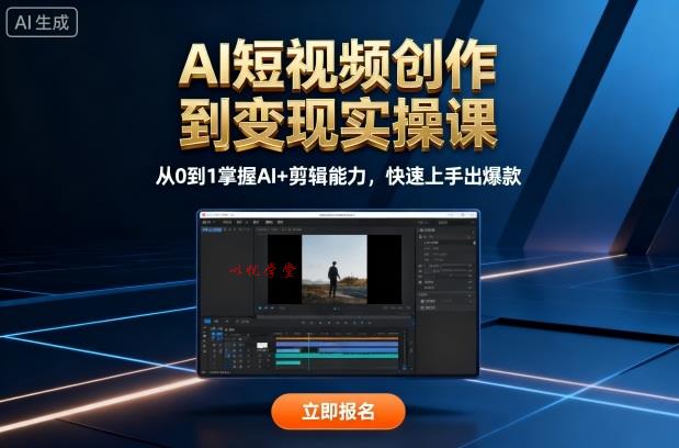 AI短视频创作到变现实操课，从0到1掌握AI+剪辑能力，快速上手出爆款（更新10月）