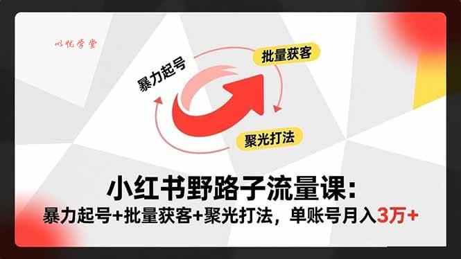 （16513期）小红书野路子流量课：暴力起号+批量获客+聚光打法，单账号月入3万+