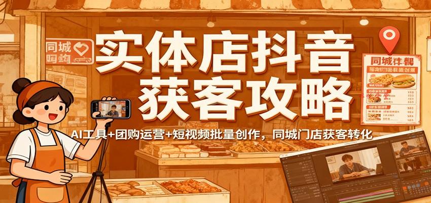 实体店抖音获客攻略：AI工具+团购运营+短视频批量创作，同城门店获客转化