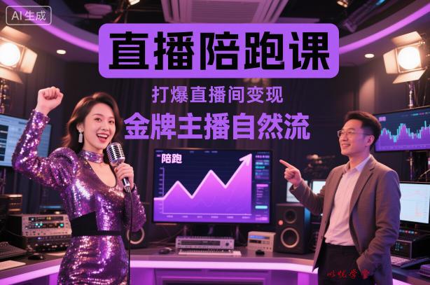 直播陪跑课，金牌主播自然流打爆直播间，复制高变现玩法