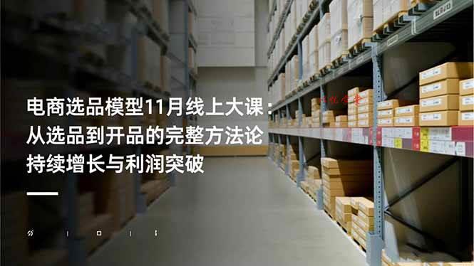 （16580期）电商选品模型11月线上大课：从选品到开品的完整方法论 持续增长与利润突破