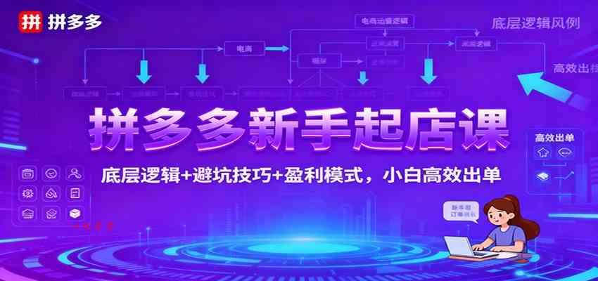 拼多多新手起店课：底层逻辑+避坑技巧+盈利模式，小白高效出单