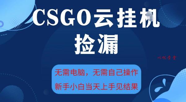 CSGO云挂G全自动捡漏，最新独家玩法，无需电脑操作，新手小白日入5张+【揭秘】