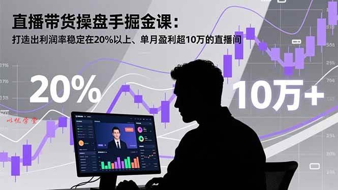 （16727期）直播带货操盘手掘金课：打造出利润率稳定在20%以上、单月盈利超10万的直播间