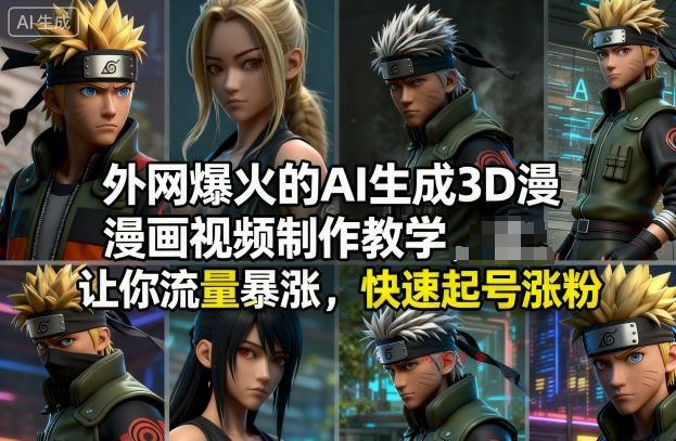 外网爆火的AI生成3D漫画视频制作教学，让你流量暴涨，快速起号涨粉！