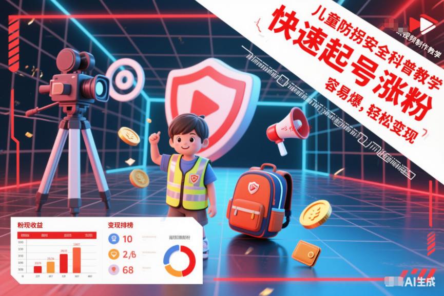 儿童防拐安全科普知识视频制作教学,快速起号涨粉,容易爆,轻松变现