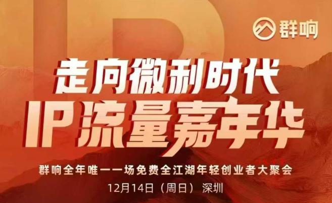 2025ip嘉年华万人12月14深圳线下课，走向微利时代，IP流量嘉年华，实操性极强的商业干货课