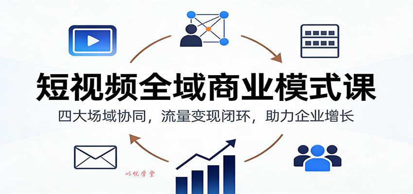 短视频全域商业模式课：四大场域协同，流量变现闭环，助力企业增长