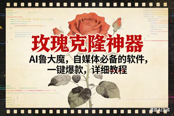 （17000期）玫瑰克隆神器，ai鲁大魔，自媒体必备，一键爆款，详细使用教程