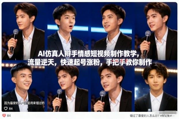 AI仿真人辩手情感短视频制作教学，流量逆天，快速起号涨粉，手把手教你制作