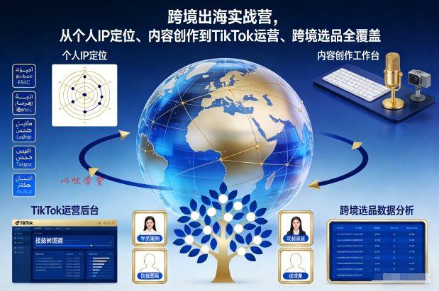 跨境出海实战营，从个人IP定位、内容创作到TikTok运营、跨境选品全覆盖