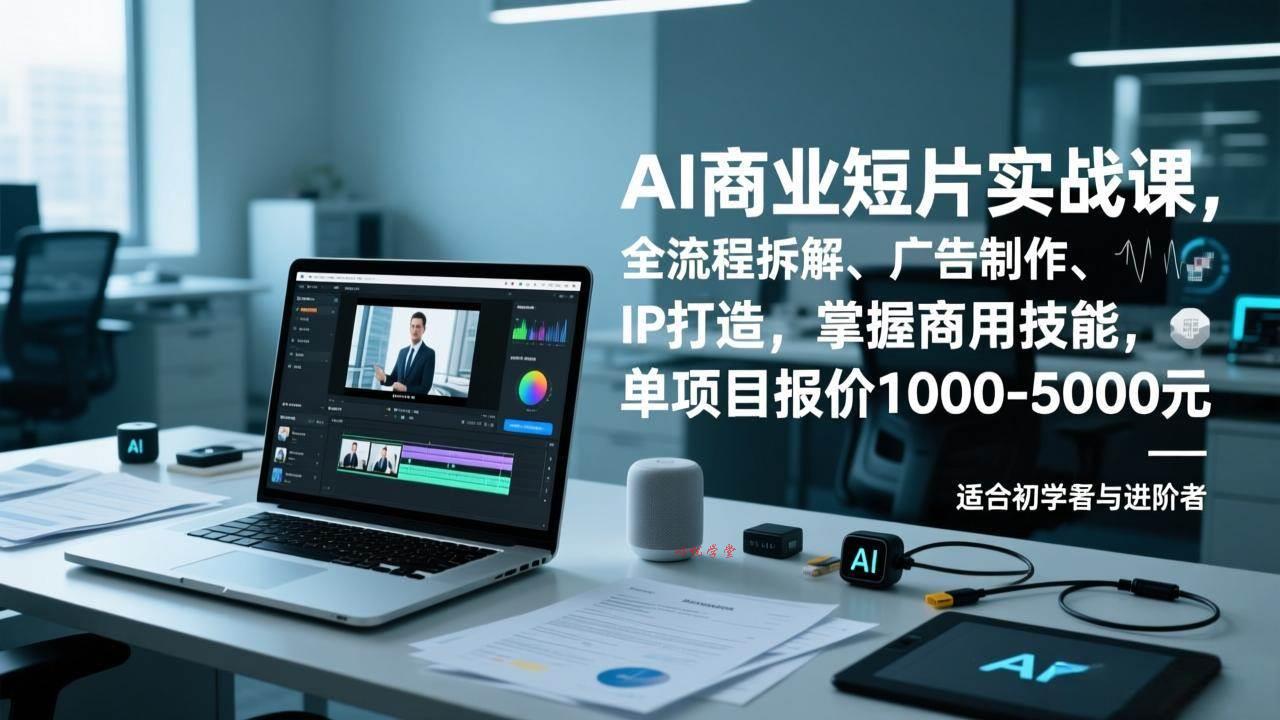 （17050期）AI商业短片实战课，全流程拆解、广告制作、IP打造，掌握商用技能，单项目报价1000-5000元