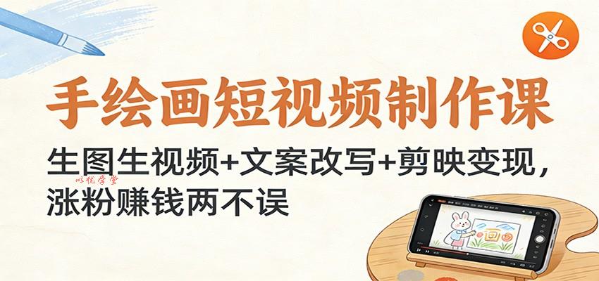 手绘画短视频制作课：生图生视频+文案改写+剪映变现，涨粉赚钱两不误