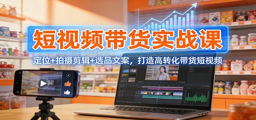 短视频带货实战课：定位+拍摄剪辑+选品文案，打造高转化带货短视频