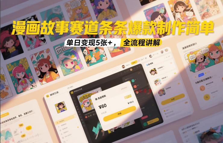 漫画故事赛道条条爆款制作简单,单日变现5张+,全流程讲解