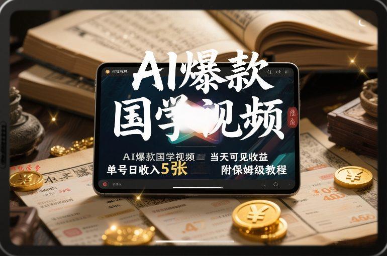 AI爆款国学视频,独家起号方法,小白直接上手,当天可见收益,单号日收入5张+附保姆级教程