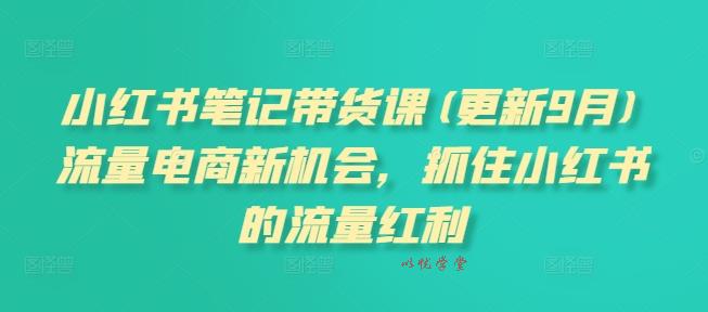 小红书笔记带货课，流量电商新机会，抓住小红书的流量红利(更新26年2月)
