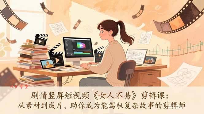 （17305期）剧情竖屏短视频《女人不易》剪辑课：从素材到成片、助你成为能驾驭复杂故事的剪辑师