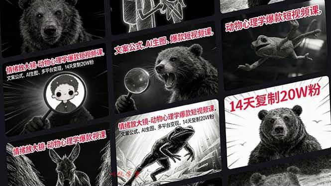 （17376期）情绪放大镜-动物心理学爆款短视频课，文案公式、AI生图、多平台变现，14天复制20W粉
